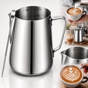 Milk Frothing Pitcher 12oz, Espresso Steaming Pitchers 350ml, Frother cup, Coffee Cappuccino Latte Art,304 Stainless Steel Jug with Decorating Art Pen