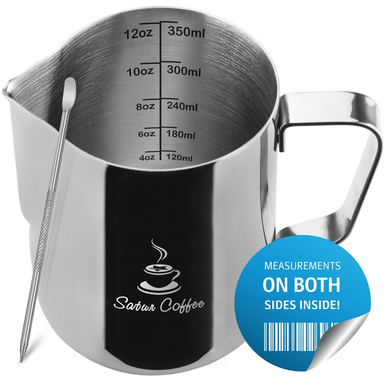 Milk Pitcher Black Frothing Frother Cup Steaming Steamer Stainless Steel Small 20oz, Size: 12x9.5x7.5cm