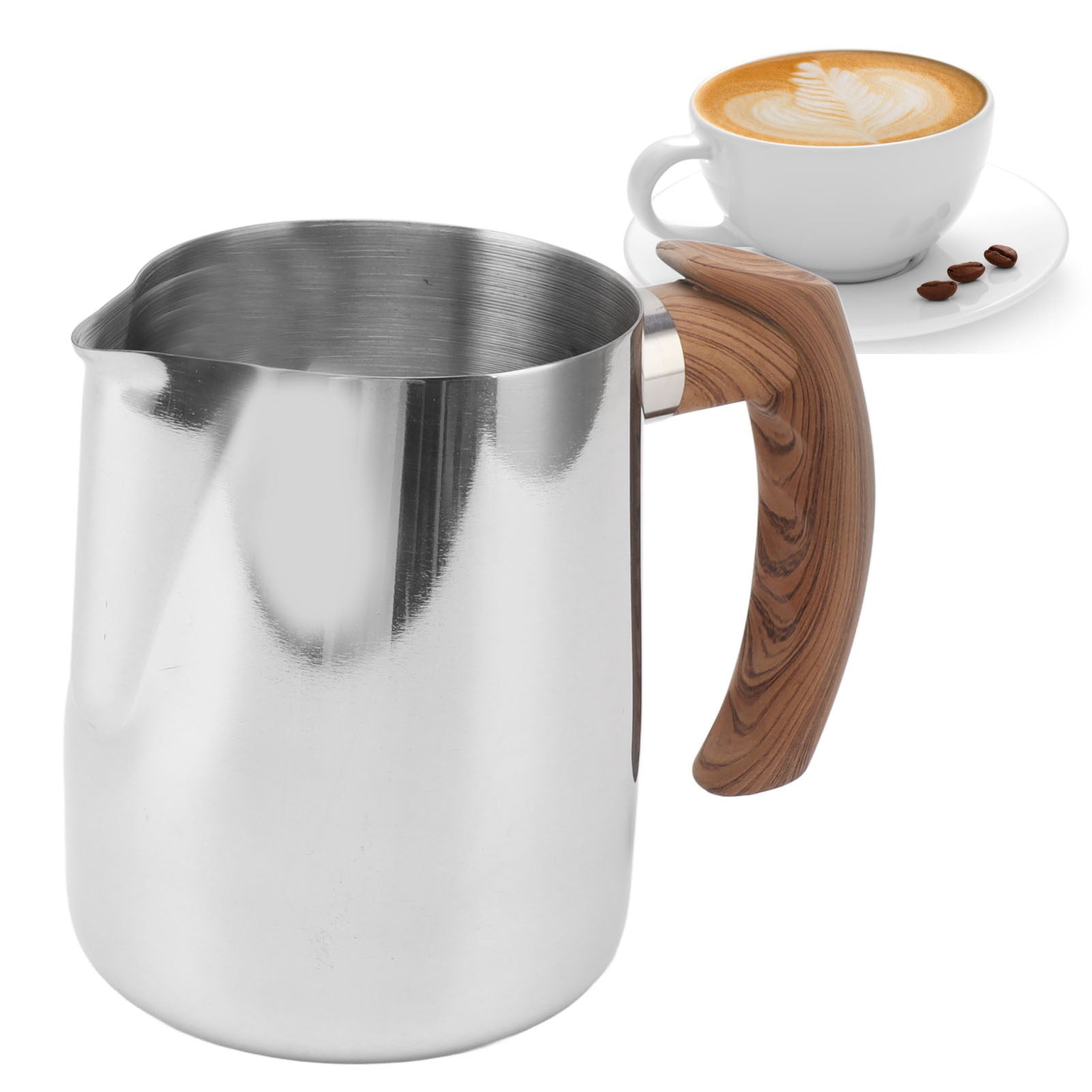 Milk Frothing Pitcher,20.2oz/33.8oz Art Milk Steamer Cup with Handle,Stainless Steel Dripless