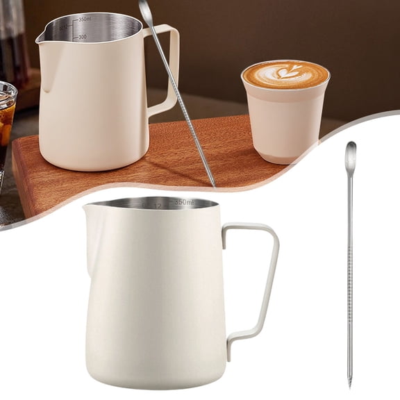 Milk Frothing Pitcher 20OZ (600ML),Espresso Steaming Pitchers with Anti-Scald Handlen & Latte Pin,Precision Pour Spout Milk Frother Cup,Stainless Steel Latte Coffee Milk Frother Jug Cup(K)