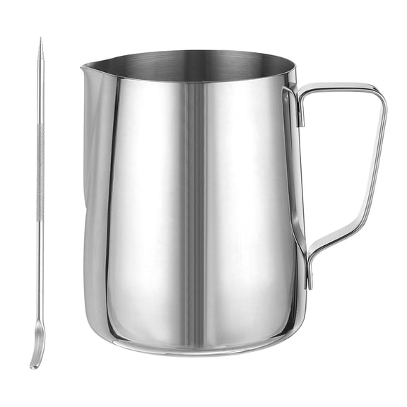 Milk Frothing Pitcher, 20oz/600ml Espresso Steaming Pitcher Stainless Steel with Pen
