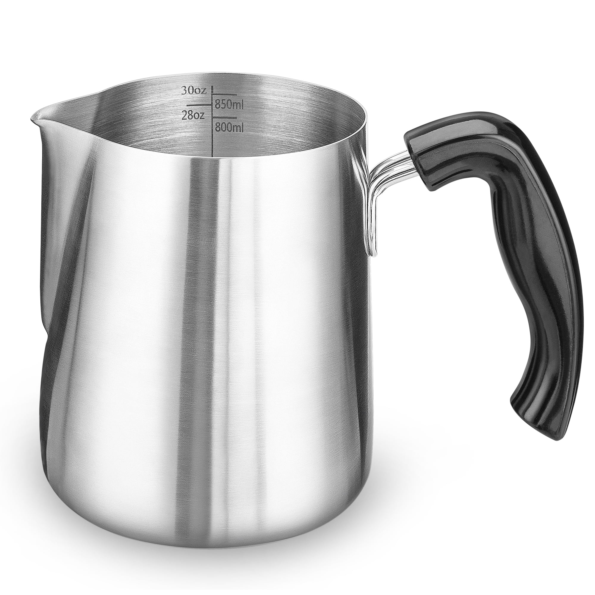 30oz Stainless Steel Milk Frothing Pitcher with Black Handle