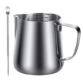 thumbnail image 1 of Milk Frothing Pitcher,350/600ml Milk Frother Cup,Stainless Steel Jug Steaming Pitcher, Milk Coffee Latte Art Barista Steam Pitchers with Measurement Mark and Decorating Pen(350ML), 1 of 9