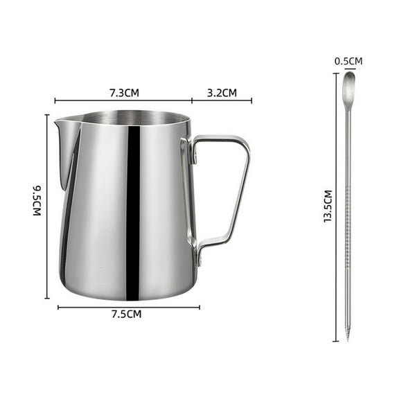 Milk Frothing Pitcher, 350ml or 600ml Stainless Steel Milk Frothing Pitcher Steaming Pitcher With Internal Scale Coffee Milk Frothing Cup for Espresso Machines
