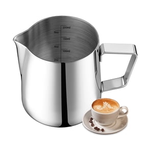 Milk Frothing Pitcher, 6.8oz/200ml Stainless Steel Milk Frother Cup, Small Steaming Pitcher for Espresso Machine, Latte Art Pour Cup