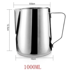Milk Frothing Pitcher Cup,Stainless Steel Espresso Machine Accessories,Stainless Steel Steaming Pitcher Milk Jug Coffee Art Cup,Precision Pouring for Latte Art, Frother Cup, Coffee Jug(1000ml)