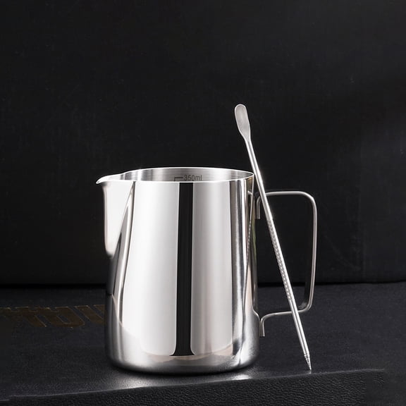 ZHIGUANG Milk Frothing Pitcher with Latte Needle, Stainless Steel Creamer Frothing Cup for Espresso Machines Latte Art