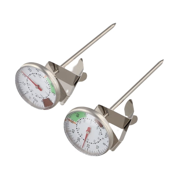 Milk Frothing Thermometer 2Pcs for Coffee and Chocolate with Stainless Steel and Easy Read Dial with Temperature Markings