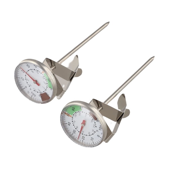 Milk Frothing Thermometer with Stainless Steel and Easy Read Dial for Coffee and Chocolate, 2 Piece