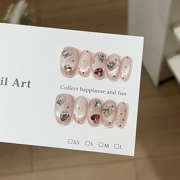 [Milk Fu Strawberry] Cute Milk Huhu Exploding Glass Beads Cat's Eye Love Stickers Diamond Polka Dots Wear Armor