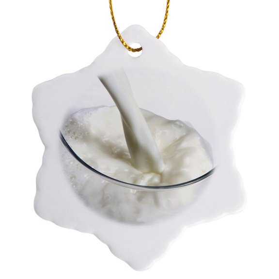 3drose, Milk Glass, Nutrition - Li11 Pri0002 - Prisma, 3 inch Snowflake Porcelain Ornament