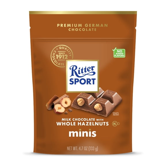 Ritter Sport Milk Chocolate Minis - Authentic German Chocolate, Crunchy Whole Hazelnuts, Wrapped, 4.7oz