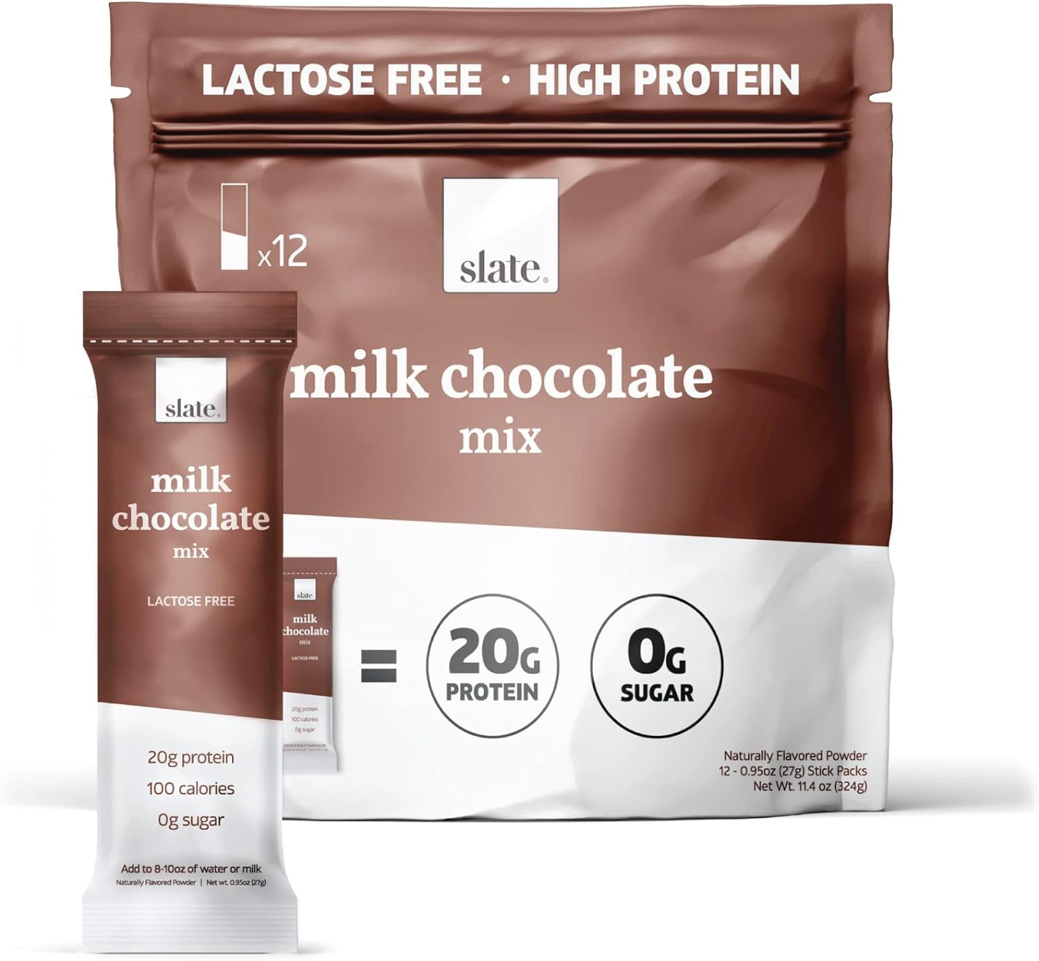 Milk - High Protein Drink Mix, Milk Chocolate, 12 Single-Serve Powder ...