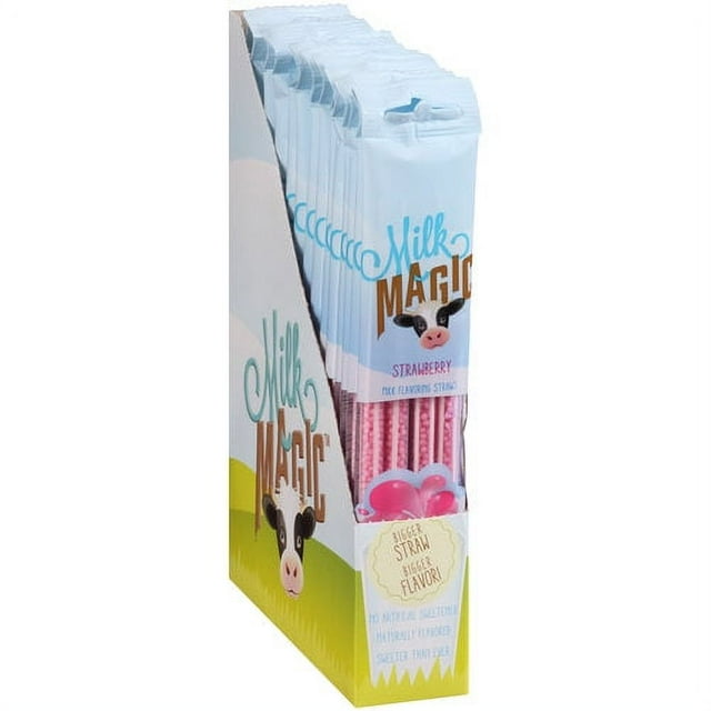 Milk Magic (4 Count) Strawberry Flavored Straws For Milk Low Sugar Milk
