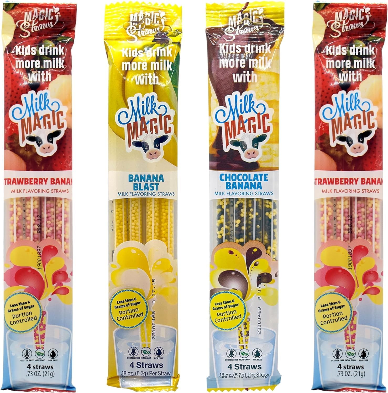 Milk Magic Milk Flavoring Straws, 4Pack Bundle (16 count), Includes 8