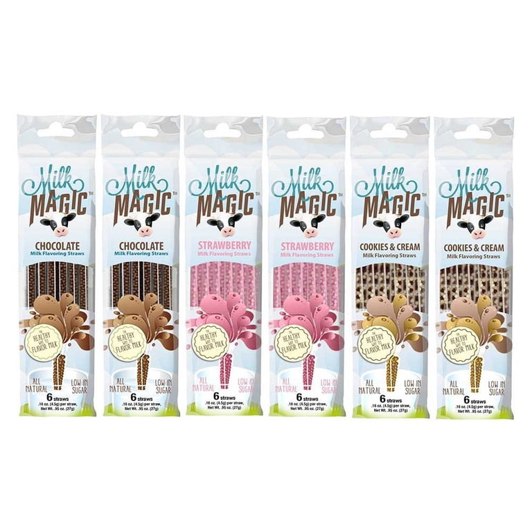 Milk Magic Flavor Variety Straws Bundle: Chocolate, Strawberry