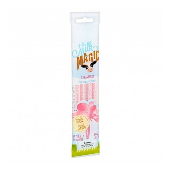 Milk Magic Milk Flavoring Straws, Strawberry Flavor Case (14 Packs / 56 Straws)