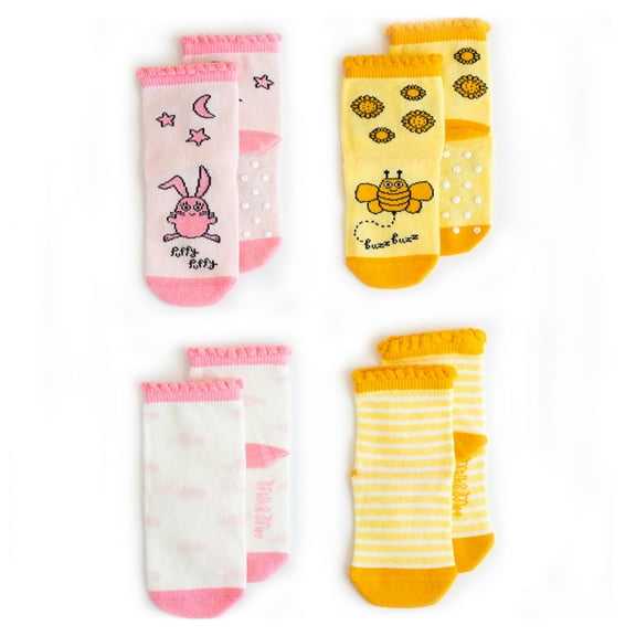 Milk&Moo Buzzy Bee and Chancin 4 Piece Baby Sock Set, 0-12 Months