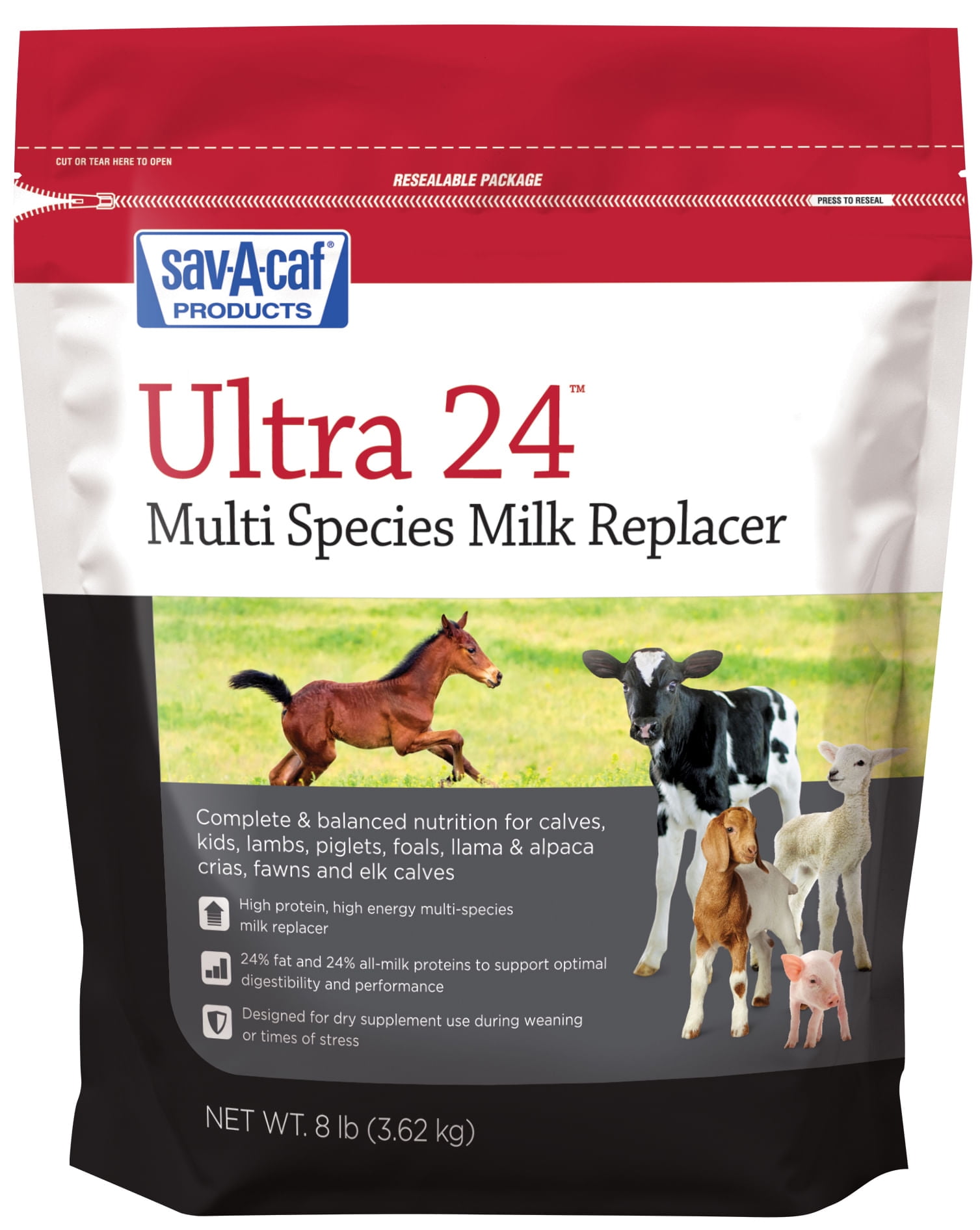 MILK PRODUCTS Sav-A-Caf Ultra 24 Multi Species Milk Replacement 8 lbs.