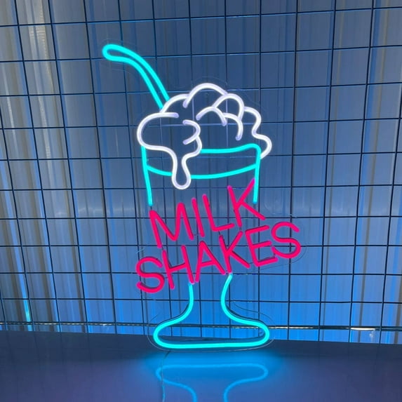 Glowneon Milk Shakes Neon Sign, Drink Shop/Store Decor Signboard