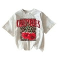 thumbnail image 1 of Milk Shreds Women's T-ShirtsLadies' Round-Neck Short-Sleeved Summer T-Shirt with Leopard Print Cherry Letter Pattern White S, 1 of 3