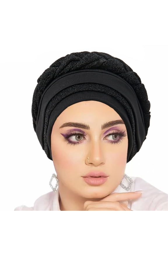 Milk Silk Hair Band Scarf Concealing Hair Wrap Double Color Hijab Cap, Black