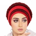 thumbnail image 1 of Milk Silk Hair Band Scarf Concealing Hair Wrap Double Color Hijab Cap, Red, 1 of 3