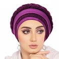 thumbnail image 1 of Milk Silk Hair Band Scarf Concealing Hair Wrap Double Color Hijab Cap, Purple, 1 of 3