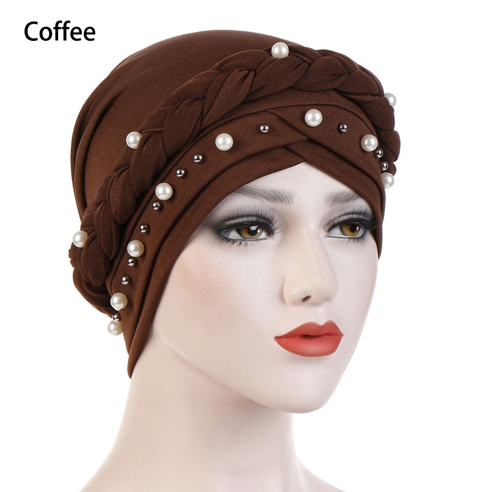 Milk Silk Head Scarf Hair Loss Head Wrap Muslim Cancer Chemo Hat Beads