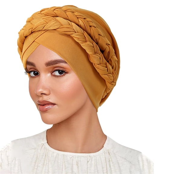 Milk Silk Hijab Headband Two Tone Solid Color Head Wrap With Braided Design For Women
