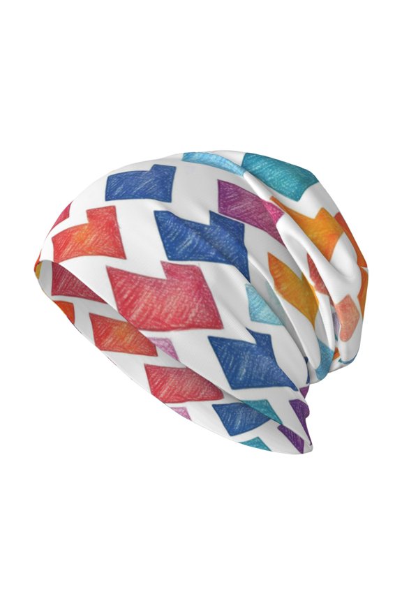 Milk Silk Knitted Pullover Hat 1110.6in Double Layer Design Strong Sweat Absorption For Daily Exercise Travel Aliceblue Colorful Houndstooth Hand-Drawn Sketch_4