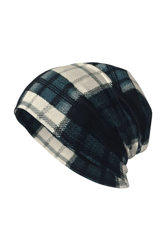 Milk Silk Knitted Pullover Hat 1110.6in Double Layer Design Strong Sweat Absorption For Daily Exercise Travel Darkcyan Buffalo Plaid Check Tartan Scotland_3