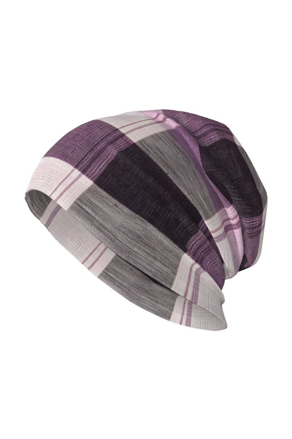 Milk Silk Knitted Pullover Hat 1110.6in Double Layer Design Strong Sweat Absorption For Daily Exercise Travel Lavenderblush Buffalo Plaid Check Tartan Scotland_3