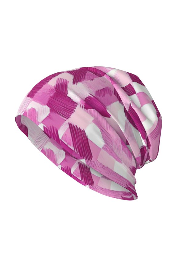 Milk Silk Knitted Pullover Hat 1110.6in Double Layer Design Strong Sweat Absorption For Daily Exercise Travel Pink Abstract Houndstooth Hand-Drawn Sketch_3