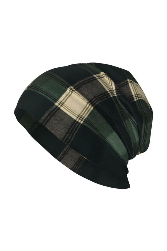 Milk Silk Knitted Pullover Hat 1110.6in Double Layer Design Strong Sweat Absorption For Daily Exercise Travel Springgreen Buffalo Plaid Check Tartan Scotland_99154_2