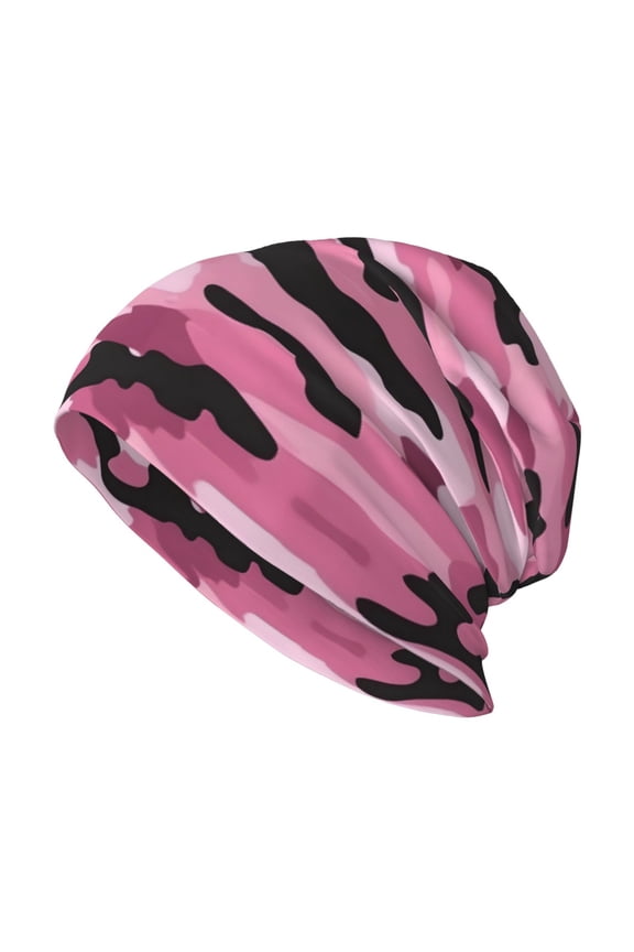 Milk Silk Knitted Pullover Hat 1110.6in Double Layer Design Strong Sweat Absorption For Daily Exercise Travel Texture Military Camouflage Pattern Abstract Pink_2