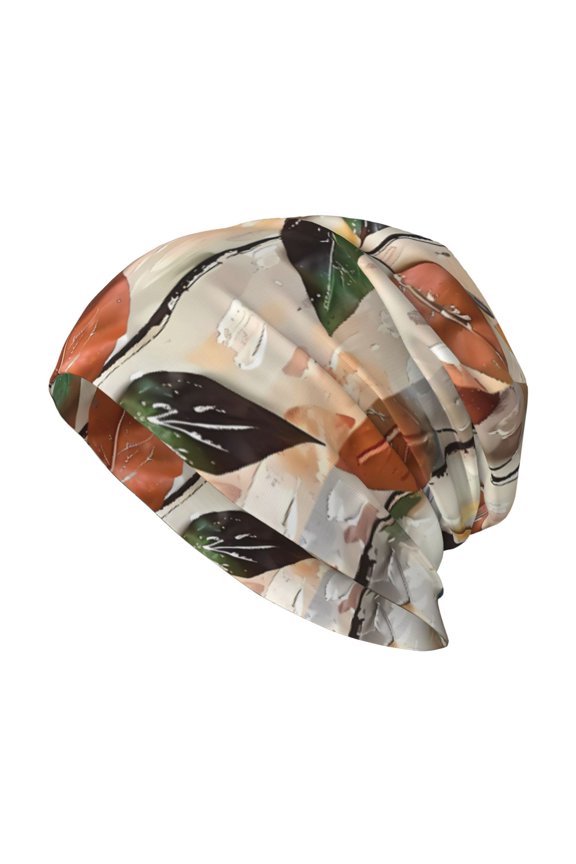 Milk Silk Knitted Pullover Hat 1110.6in Double Layer Design Strong Sweat Absorption For Daily Exercise Travel Abstract Leaves (4)