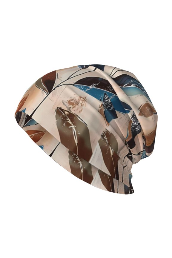 Milk Silk Knitted Pullover Hat 1110.6in Double Layer Design Strong Sweat Absorption For Daily Exercise Travel Abstract Leaves (5)