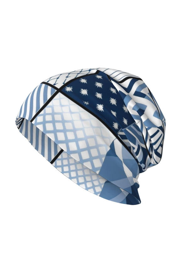 Milk Silk Knitted Pullover Hat 1110.6in Double Layer Design Strong Sweat Absorption For Daily Exercise Travel Aliceblue Geometric Patterns_3
