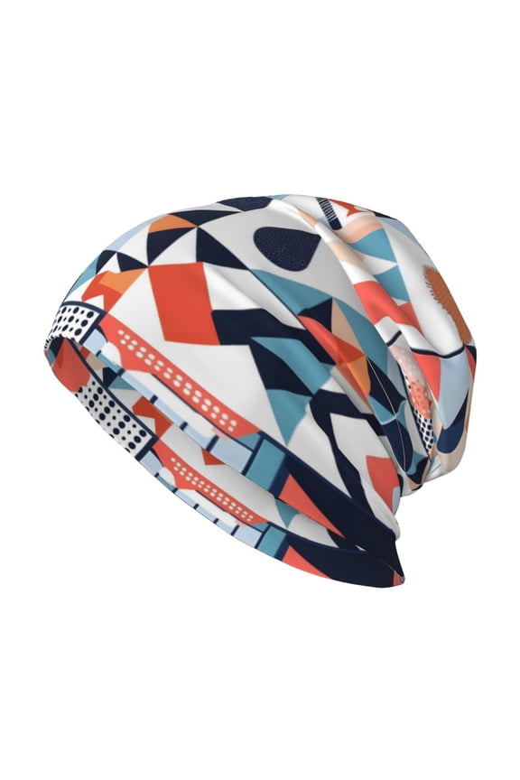 Milk Silk Knitted Pullover Hat 1110.6in Double Layer Design Strong Sweat Absorption For Daily Exercise Travel Aliceblue Geometric Patterns_4