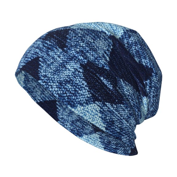 Milk Silk Knitted Pullover Hat 1110.6in Double Layer Design Strong Sweat Absorption For Daily Exercise Travel Argyle Plaid Deepskyblue_2