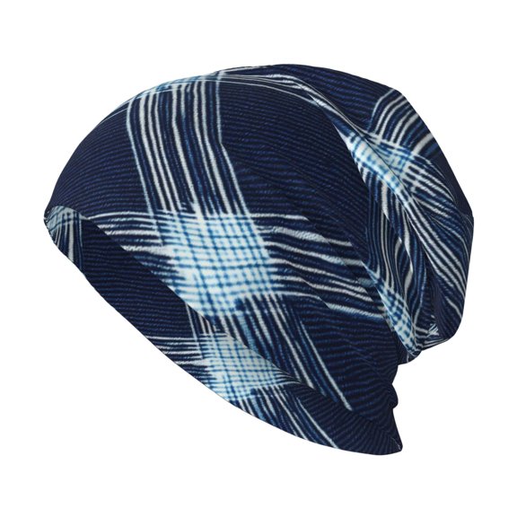 Milk Silk Knitted Pullover Hat 1110.6in Double Layer Design Strong Sweat Absorption For Daily Exercise Travel Argyle Plaid Deepskyblue_4