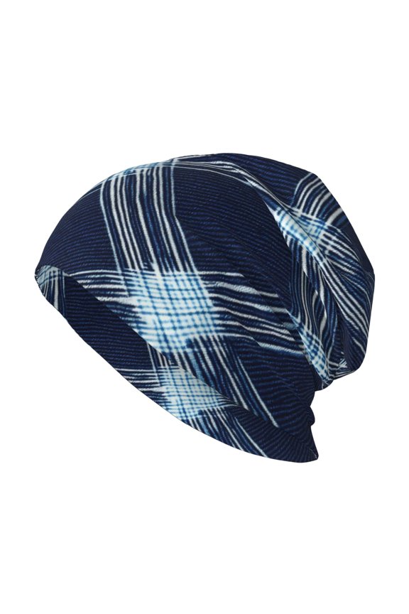 Milk Silk Knitted Pullover Hat 1110.6in Double Layer Design Strong Sweat Absorption For Daily Exercise Travel Argyle Plaid Deepskyblue_4