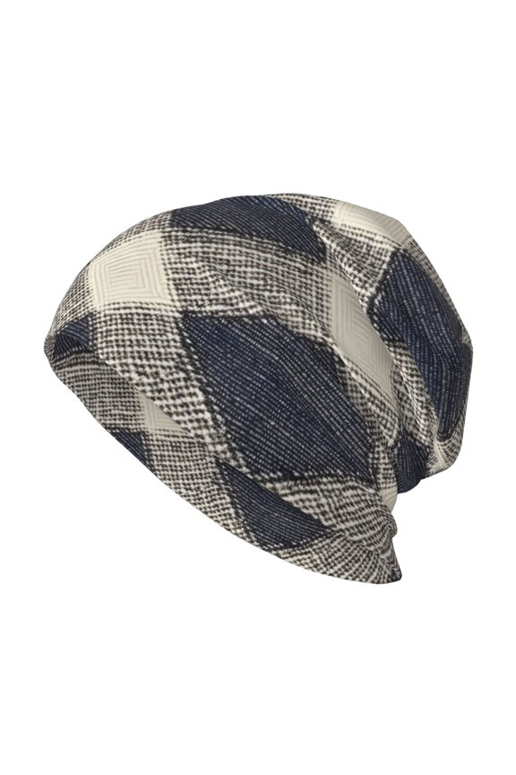 Milk Silk Knitted Pullover Hat 1110.6in Double Layer Design Strong Sweat Absorption For Daily Exercise Travel Argyle Plaid Lightslategray_4