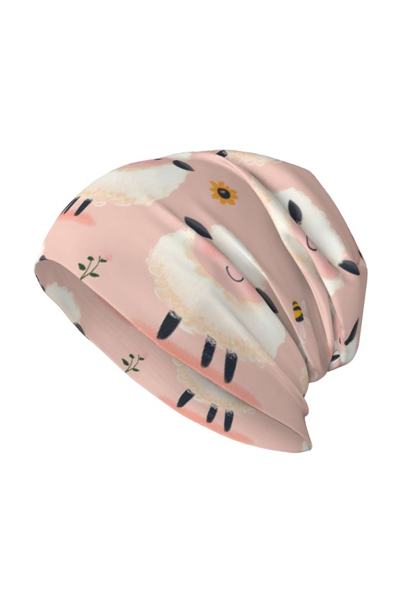 Milk Silk Knitted Pullover Hat 1110.6in Double Layer Design Strong Sweat Absorption For Daily Exercise Travel Cartoon Sheep
