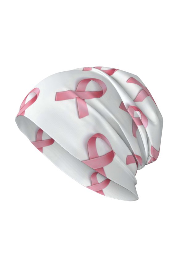 Milk Silk Knitted Pullover Hat 1110.6in Double Layer Design Strong Sweat Absorption For Daily Exercise Travel Classic Pink Ribbon Pattern