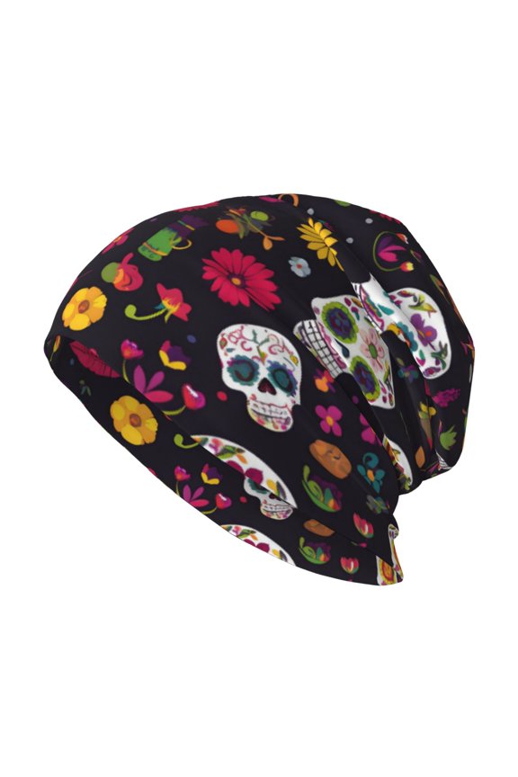 Milk Silk Knitted Pullover Hat 1110.6in Double Layer Design Strong Sweat Absorption For Daily Exercise Travel Cute Cartoon Skull Pattern