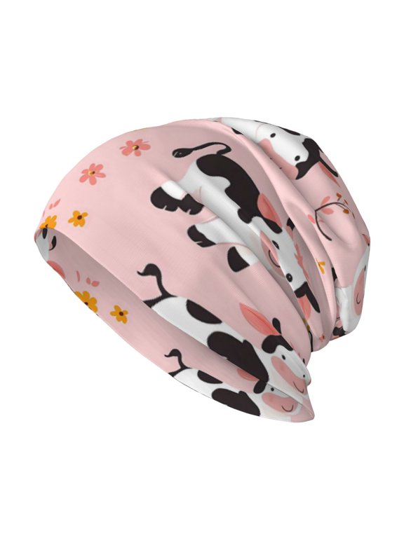 Milk Silk Knitted Pullover Hat 1110.6in Double Layer Design Strong Sweat Absorption For Daily Exercise Travel Cute Little Cow