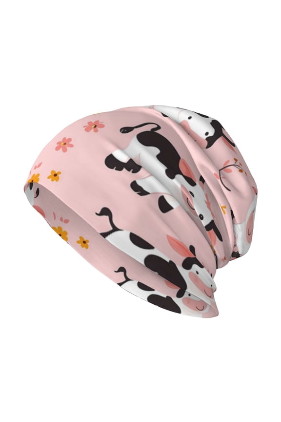 Milk Silk Knitted Pullover Hat 1110.6in Double Layer Design Strong Sweat Absorption For Daily Exercise Travel Cute Little Cow
