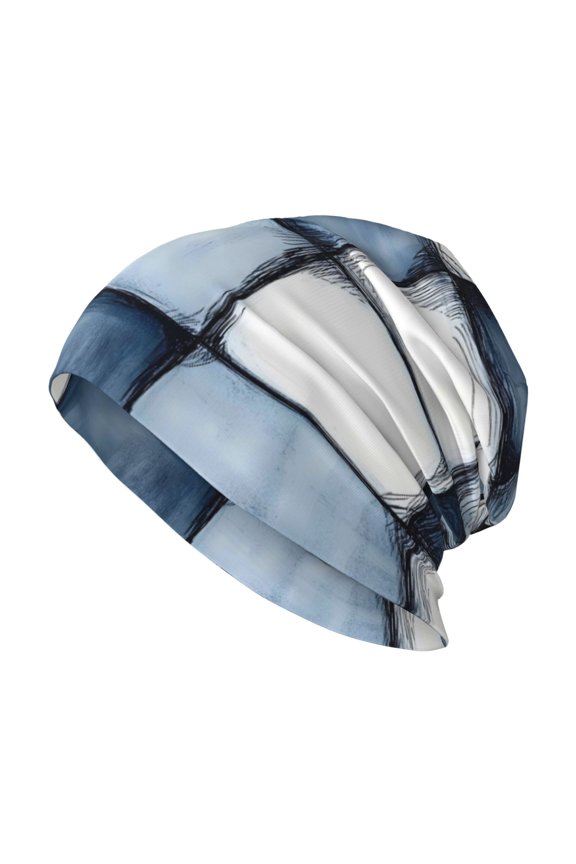 Milk Silk Knitted Pullover Hat 1110.6in Double Layer Design Strong Sweat Absorption For Daily Exercise Travel Doderblue Checked Hand-Drawn Sketch_3